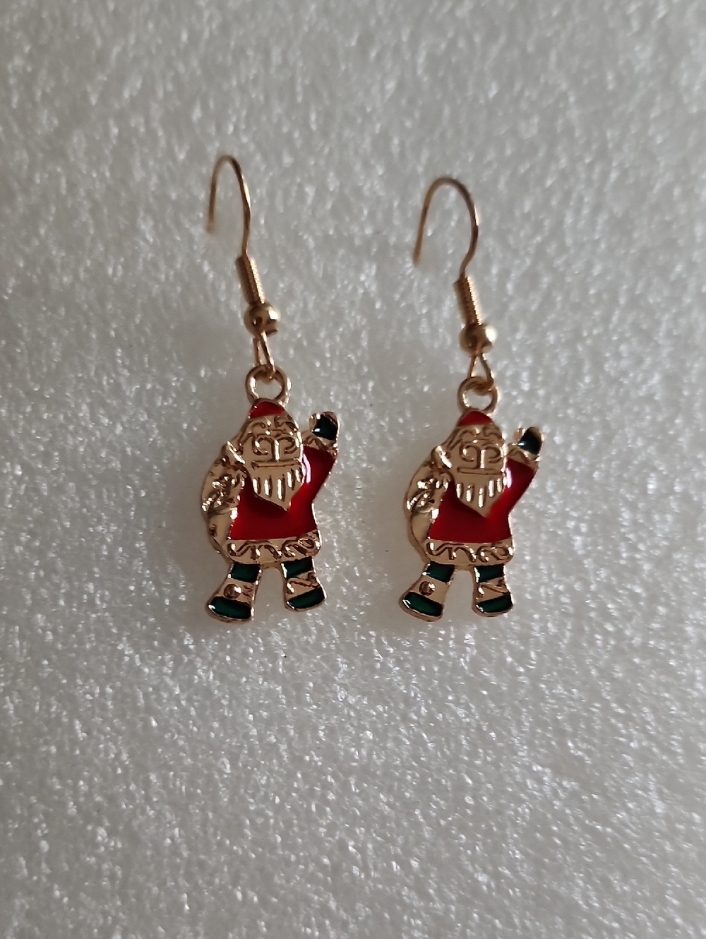 Hand Crafted Red and Green Santa Earrings